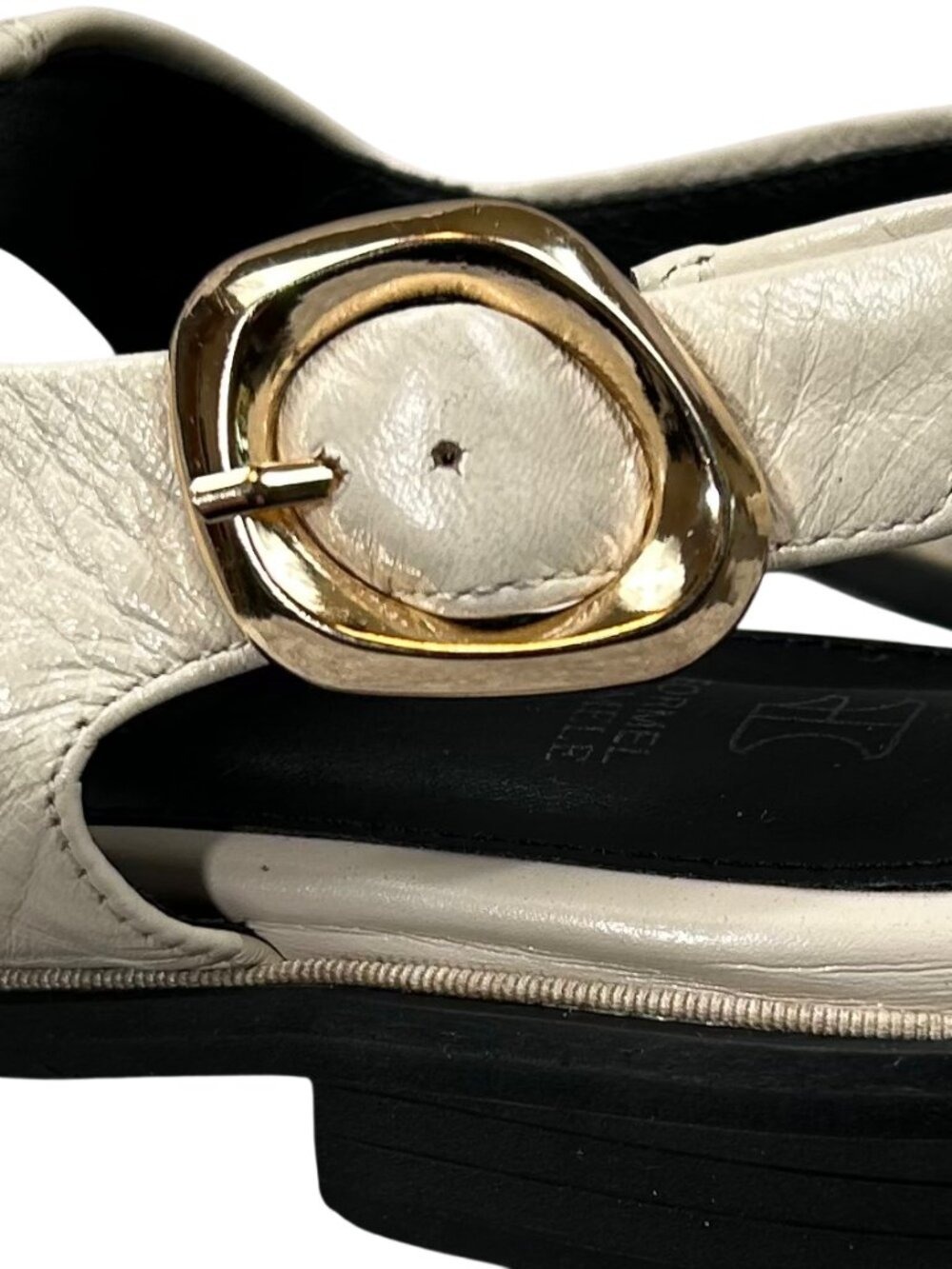 Formel Camele Cream Leather Open Toe Ankle Strap Sandals Size 5.5 - Picture 7 of 12